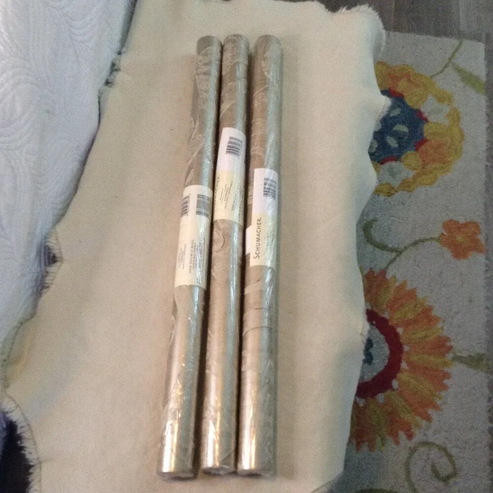 NOS Schumacher Geometric Gold/Silver Wallpaper; Contemporary, Quality, Bold